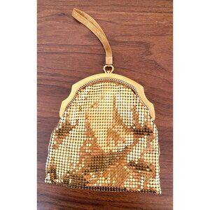 Vintage Whiting and Davis Gold Mesh Evening Bag 1950's Wristlet #4203-2